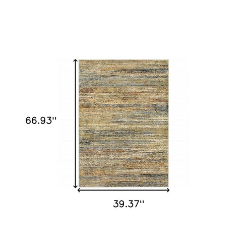 2' X 8' Gold And Slate Abstract Runner Rug
